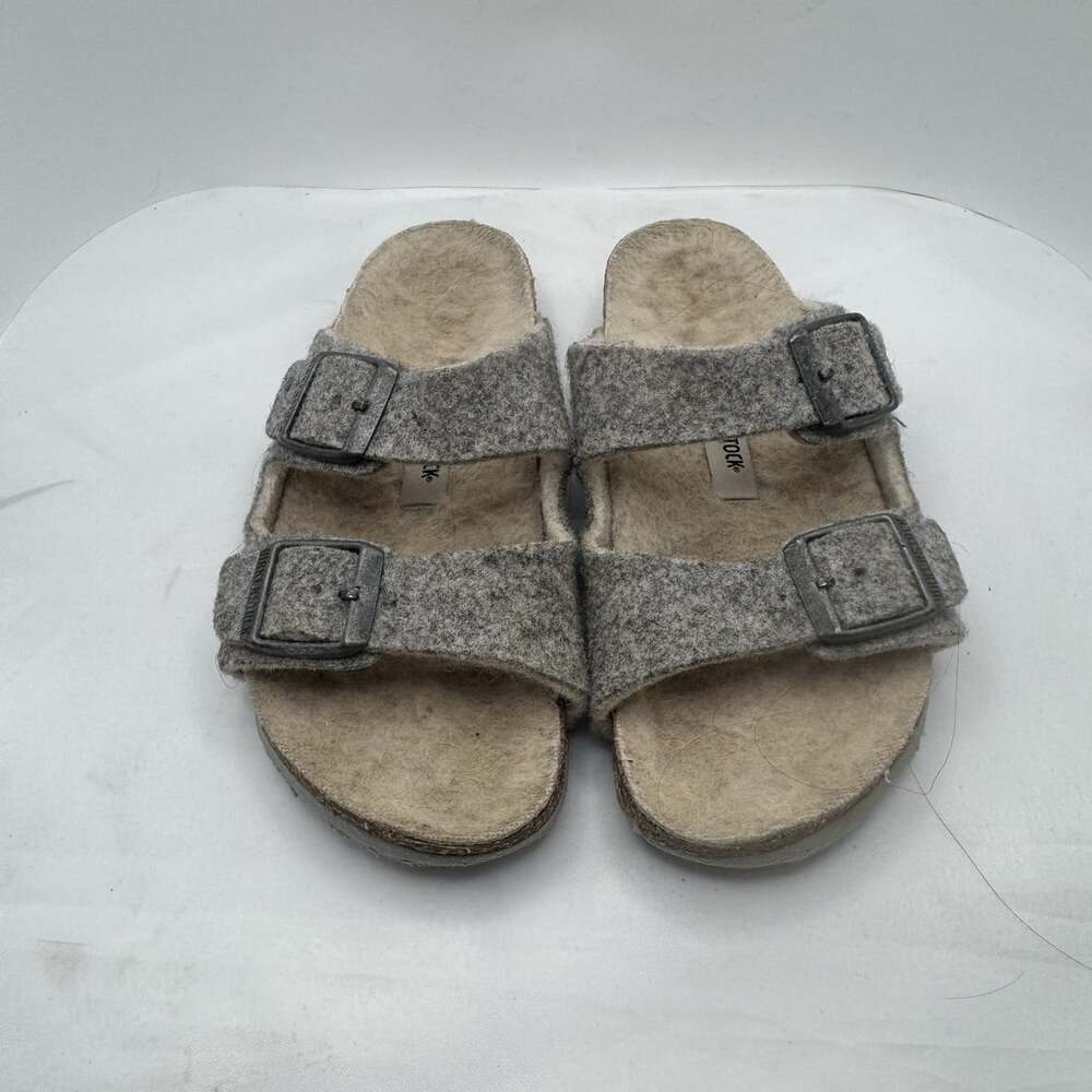 Birkenstock kids Arizona Gray Wool Lined Adjustable Buckle Slides size EU 29